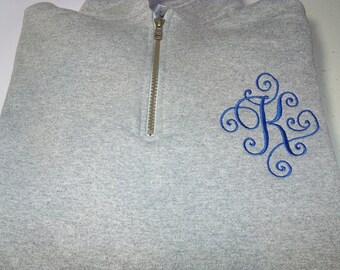 Monogram Sweatshirt, Quarter Zip Monogram Sweatshirt