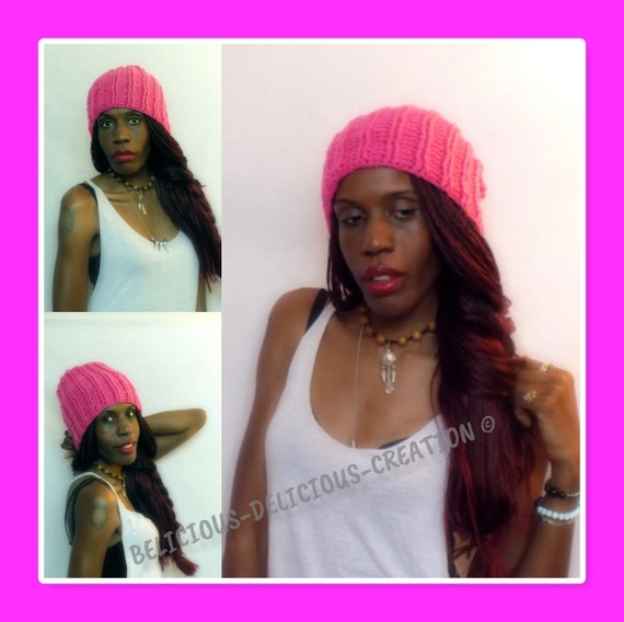 Original unisex Crochet Beanie! PINK! One size woolen handmade belicious delicious creation