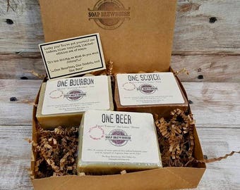 One Bourbon/ One Scotch/ and One Beer/ Soap Trio/ Cocktail Theme Soap Set