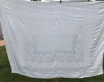 Vintage Pale Blue Damask Tablecloth