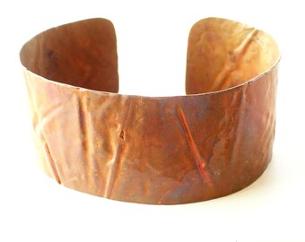 Vintage Wide Copper Cuff, Textured Copper Cuff, Vintage Copper Bracelet, Primitive Copper Cuff, Copper Jewelry, The Copper Cat