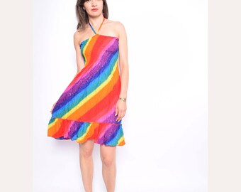 Vintage 90's Rainbow Summer Dress