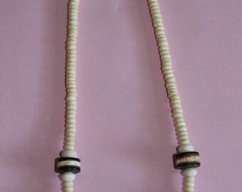 Agate Dzi Beads with Yak Bone Necklace