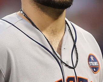 ASTROS PITCHER Lance McCullers's Black Necklace- Natural Black Spinel Necklace 22 Inches- Houston Astros- Sterling Silver-Very Sparkly!