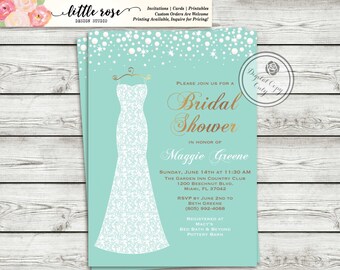 Bridal Shower Invitation - Wedding Dress - Sparkles and Pearls - Printable Invitation - Digital File - Wedding Shower - LR1006