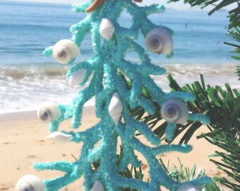 Turquoise Coral Tree Ornament, Ornaments, Nautical Ornament, Beach Ornament, Tree Ornament, Beach Decor