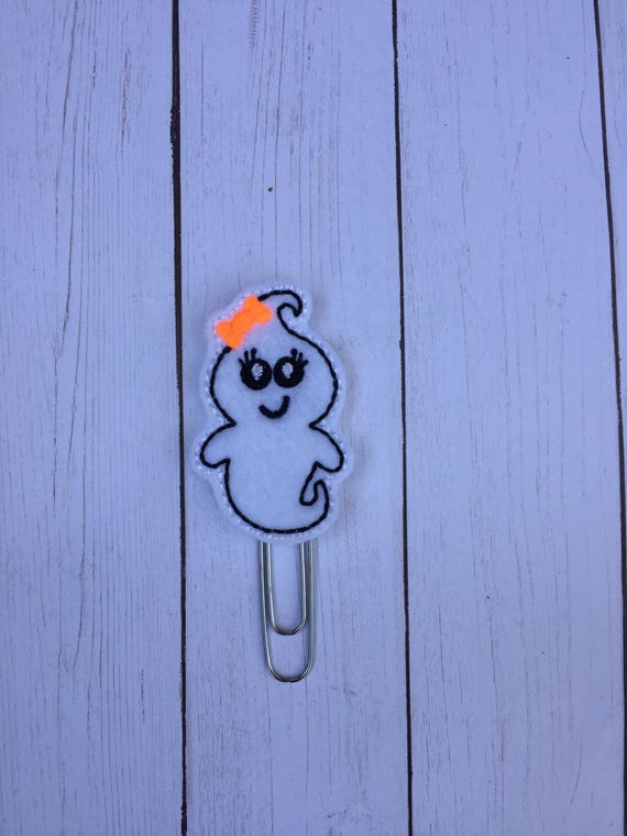 Ghost with orange bow planner Clip/Planner Clip/Bookmark. Holiday Planner Clip. Fall Planner Clip. Halloween planner clip. Ghost Paper clip