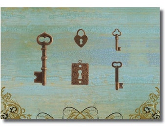 Free US shipping keys keyholes vintaj natural brass set of 5 LAST set!