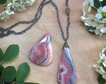 Rhodochrosite Necklace - Rhodochrosite Pendant - Pink Gemstone Necklace - Rhodochrosite Jewelry - Heart Chakra Necklace - Pink Stone Jewelry
