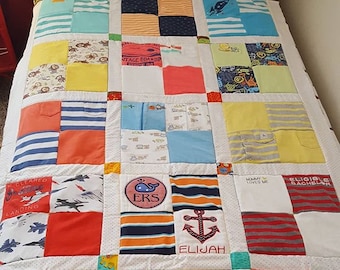Toddler Quilt -keepsake quilt - memory quilt - onsie quilt - tshirt quilt -upcycled quilt