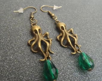 Green Kraken earring