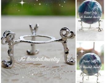 Crystal Ball Display Stand, Silver Three Legged Claw Foot Sphere Holder, Decorative Egg, Globe, Orb Tripod Display