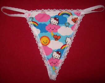 New Womens HELLO KITTY Clouds Cat Kitten Gstring Thong Lingerie Panty Underwear