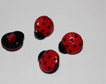 Fancy children Ladybug patterned black and red button