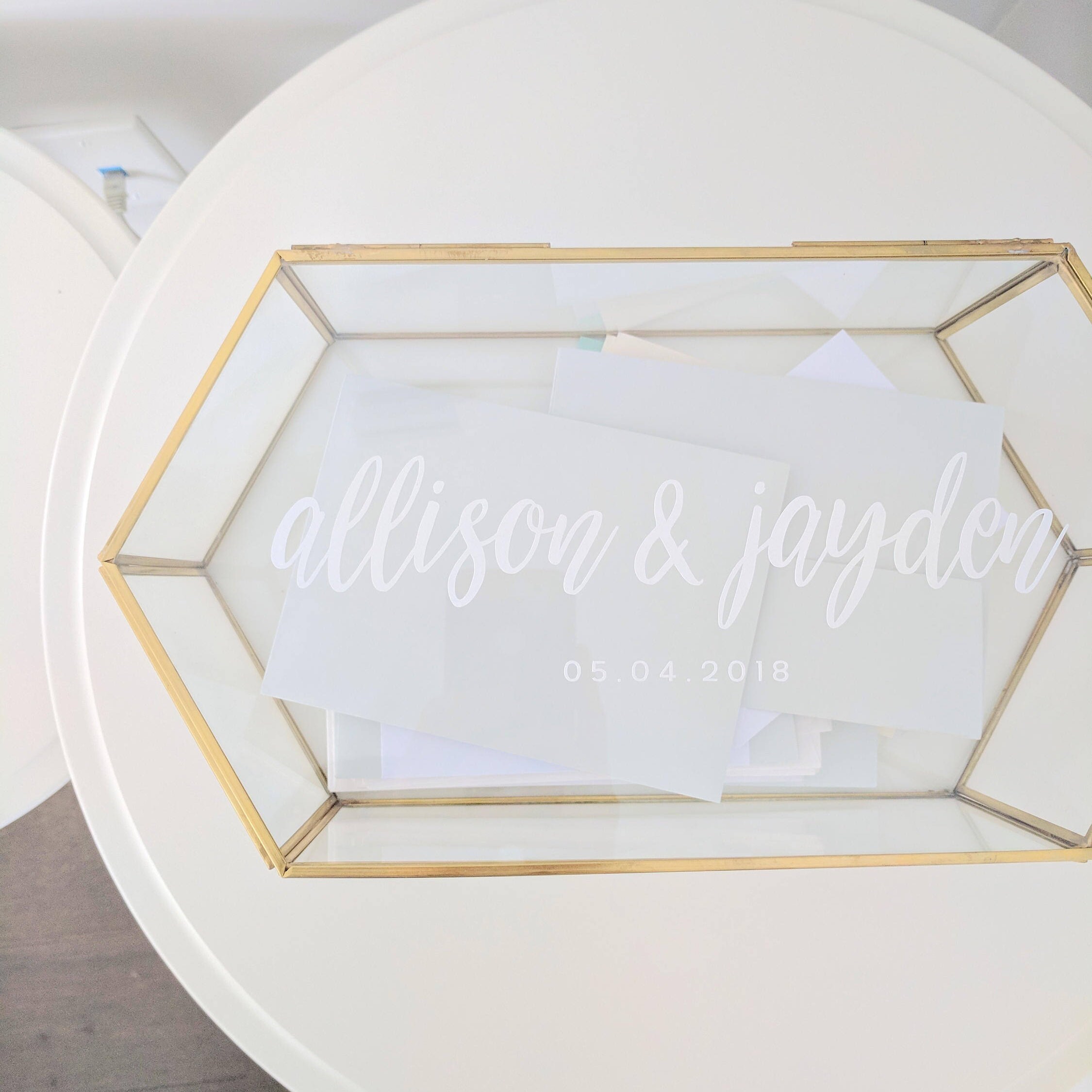 Personalized Wedding Card Box Geometric Glass Card Box