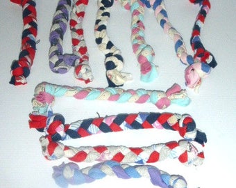 120517GM1 -- 9" Long Handmade Braided DOG CHEW TOY Braided Rag Rug Dog Tug Play Toy Puppy
