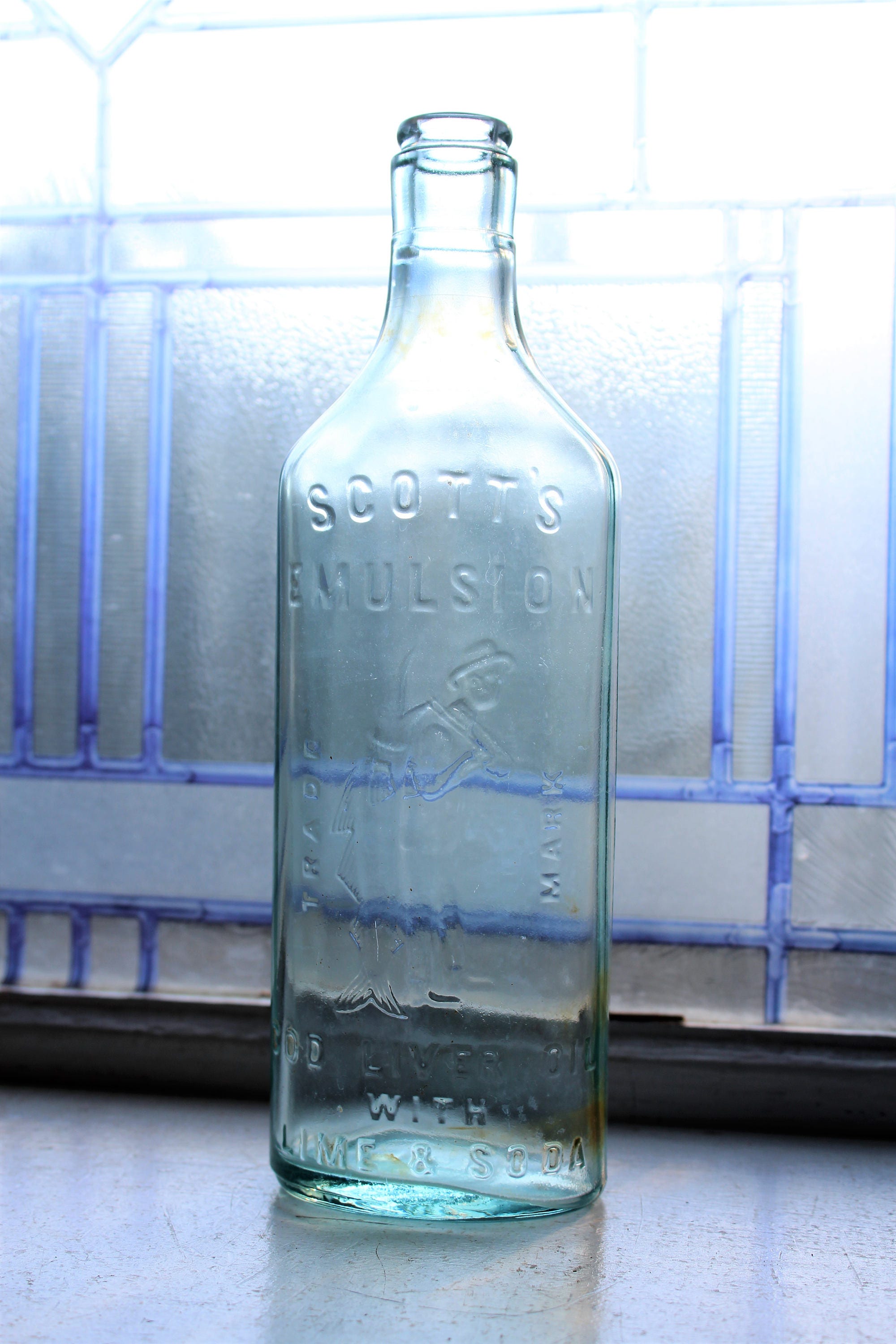 Antique Bottle Scotts Emulsion Cod Liver Oil Lime & Soda