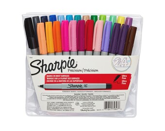 24 Sharpie Markers - Ultra Fine Point | Extra Fine Tip Sharpies | Permanent Colored Markers | Colors, Color Marker Pens, 24 Pack, Drawing