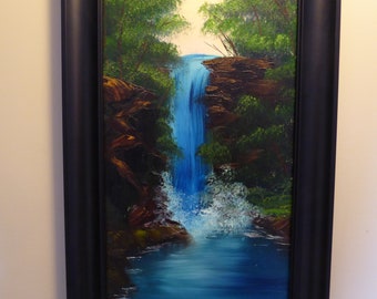 Original Landscape Oil Painting: Law Creek Falls on gallery wrap canvas ready to hang 24x12''