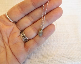 Dainty Labradorite Necklace. Labradorite Pendant Necklace