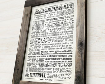 Desiderata Framed, Framed Canvas Poem, Poem on Canvas, Hand-made Frame