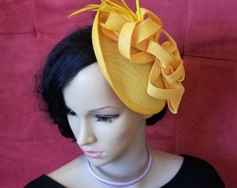 Yellow Fascinator Bridesmaids Fascinator Hat Blue Kate Middleton Kentucky Derby Hat cocktail Tea Party Hat Easter CrownJewell