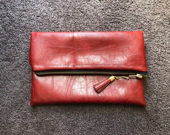 Vegan Leather Fold-over Clutch Purse