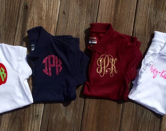 Do It Yourself Monogram Back to School Uniform Girls Shirt Vinyl Custom Name Initials