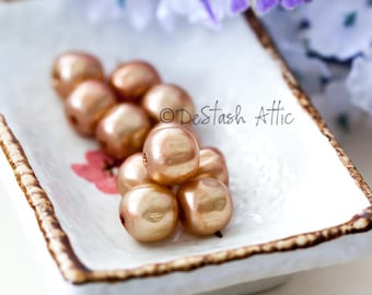 Vintage Pearl Beads Light Brown Miriam Haskell Baroque Glass Pearl Beads from Japan 10mm