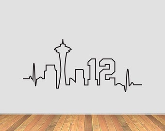 Seattle Skyline Heartbeat Vinyl Decal