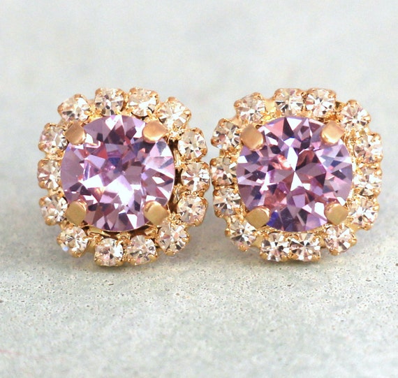 Purple Stud EarringsLavender Swarovski EarringsBridal