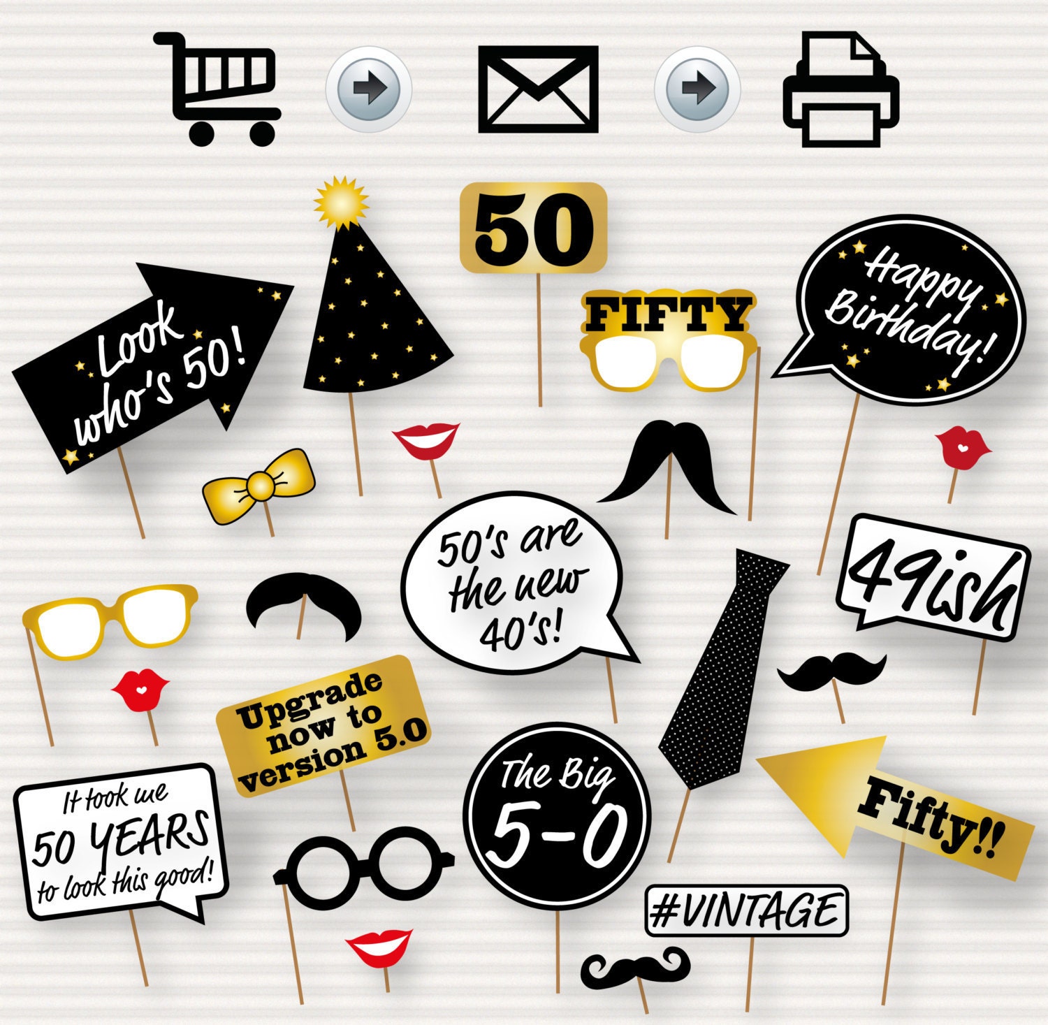 50th Birthday Party Printable Photo Booth Props Glasses