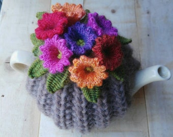 Hand knit tea cosy/ Tea Cozy/ small 2 cup tea / Pretty Possie tea cosy/
