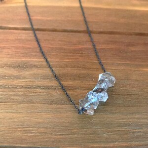 Herkimer Diamond Bar Necklace ~ Oxidized Sterling Silver ~ Dirty Herkimer ~ Raw Gemstone ~ Layering Necklace ~ Short Necklace ~ Minimalist