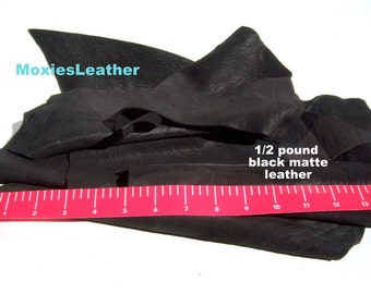Black leather pieces remnants only black crafts,half a pound of leather remnants