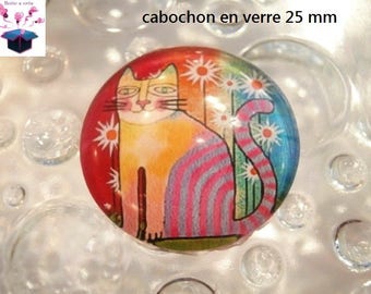 1 cabochon clear 25 mm naive cat theme