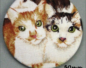 Pair of cats - (50-13) - CAT - fabric covered button