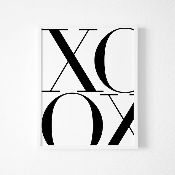 Typography Art Printable XO Wall Decor XO Art XO Print