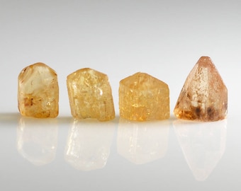 Golden Imperial Topaz Crystals Four Precious Topaz Natural Crystals