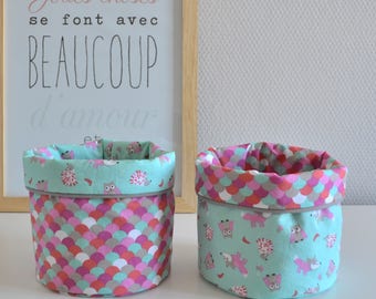 Pink Green beige baskets