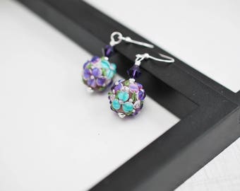 Flower Earrings, Purple Earrings, Purple Flower Earrings, Floral Earrings, Lampwork Earrings, Glass Earrings, Silver Earrings, Gift For Her