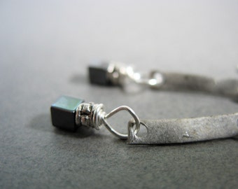 Hematite Stone Earrings, Handmade Metalwork Hematite Stone dangle Drop Earrings, Stone Earrings
