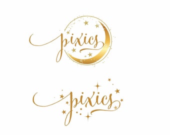 Lune Logo Premade, lune et étoiles, lune d’or, or blog logo, Logo de la feuille d’or, étoile Logo, Logo de confettis, planificateur d’événements logo, création de Logo