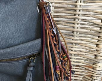 Hippie Fringe Tassel, Keychain with Tassel, Bag Tassel, Tassel Keychain, Handbag Tassel Charm, Bohemian Purse Tassel, Boho Gift (OOAK29)