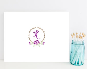 Purple Customized Stationery - Cottage Chic Personalized Stationary