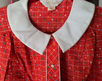 Vintage 60s heart print house dress