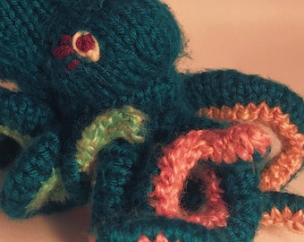 Handmade Knit Stuffed Octopus