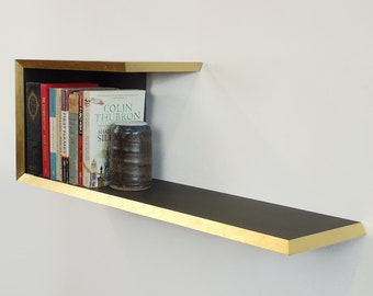 Gold leaf bookshelf - Handmade 22 carat gold leaf edge Valchromat shelf gilded