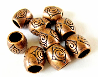24 Red copper beads large hole 8mm jewelry focals ethnic boho chic wrap jewelry beads lead safe 932y-(W3)