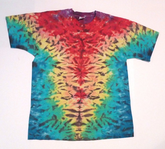 Tie Dye T Shirt Vintage 80s Hippie Tee Psychedelic Rainbow